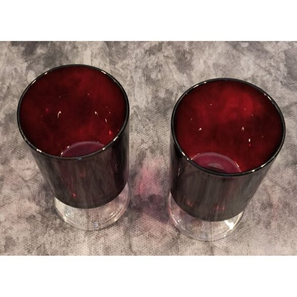 Vintage 4” Ruby Red Glass Goblets - Arcoroc France Luminarc - Stemmed & Footed - Picture 2 of 3